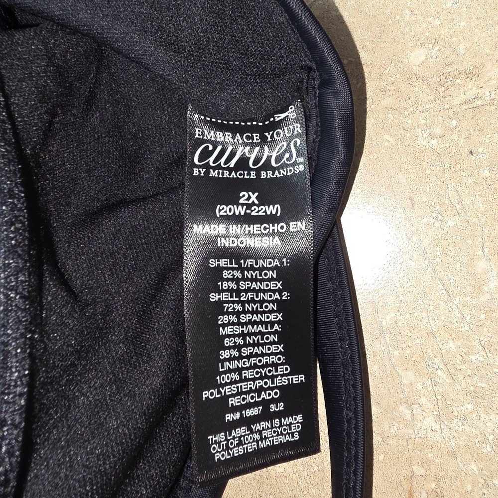 Embrace Your Curves Miracle Swimsuit 2X Black One Piece Wrap Front Shaping Plus - Picture 4 of 11